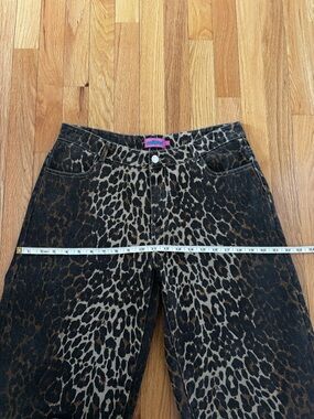 Edikted Leopard Print Wide Leg, Low Rise Jeans